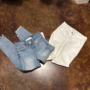 MOTHER Blue and White Skinny Jeans